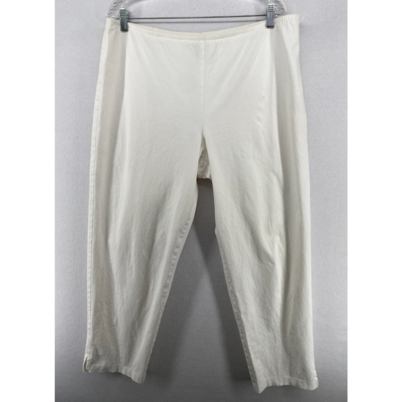 EILEEN FISHER Pants XL Twill Cotton Stretch Tapered Ankle Side Zip Off White - Picture 1 of 13